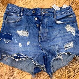 Distressed Blue Denim Shorts